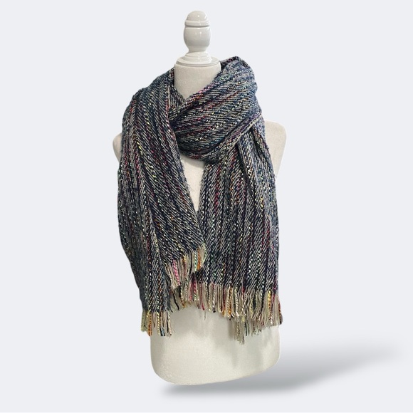 Multicolor Colorful Soft Knit Scarf Thick  Warm Snow Warm Bohemian Artsy Chunky - Picture 4 of 10